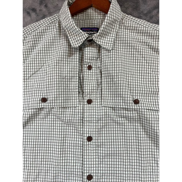 Patagonia Island Hopper Fishing Shirt Mens Large Green Plaid Angling Outdoors SS - Picture 3 of 5